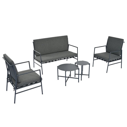 Buitenbank Set – Tuinbank – Tuinmeubel – Balkonbank – Polyester Kussens – Verzinkt Stalen Frame – Draagkracht 150 Kg - Grijs