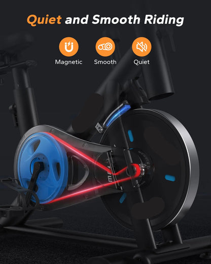 Hometrainer - Fitness fiets - Multifunctionele Opbergruimte - Weerstandssysteem Magnetisch - Transportwielen - Hartslagfunctie - voor Gewichtsverlies - Batterij-aangedreven - 120kg - Zwart