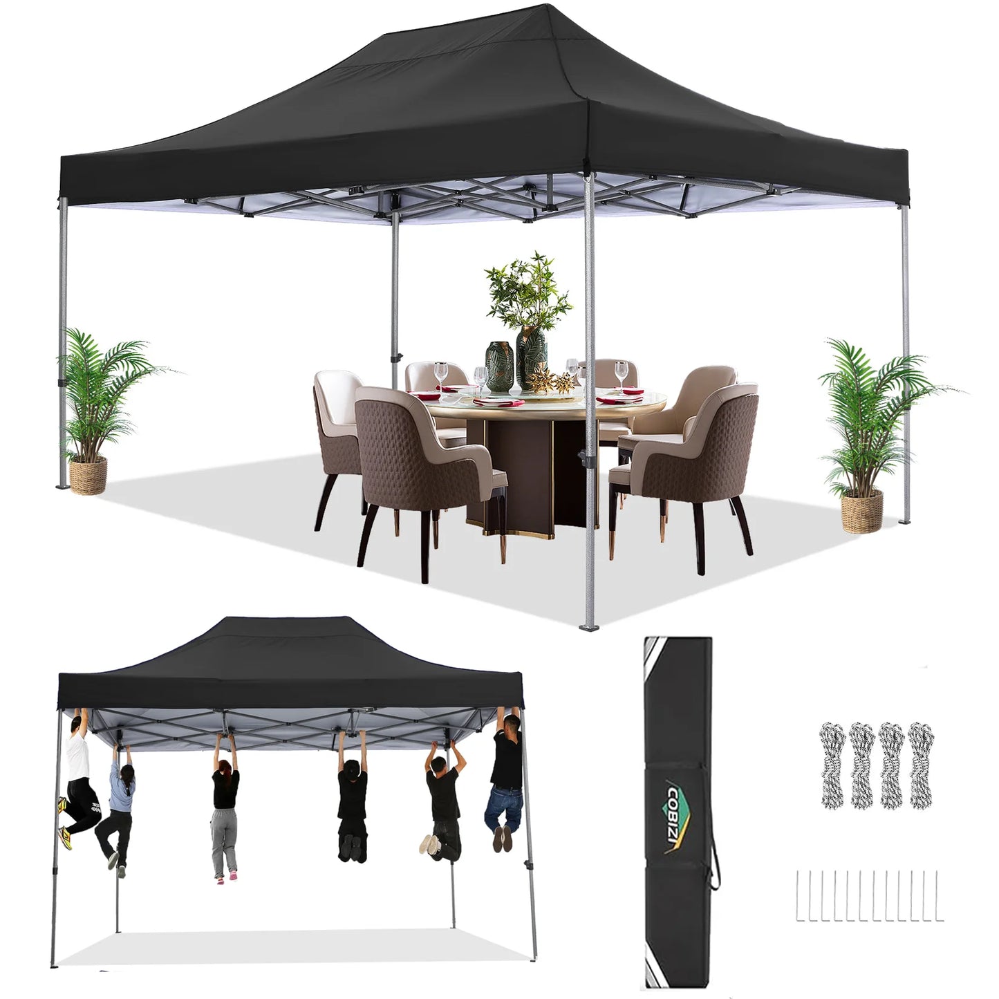 Partytent - Pop-Up Partytenten - Easy up Tent - Vouwtent - Party Tent Opvouwbaar - 3x4.5m - Canopy Tent - Waterdichte - voor Tuin Evenementen - en Feesten - Zonwering - voor Feest - Tuin - Camping of Markt - Zwart