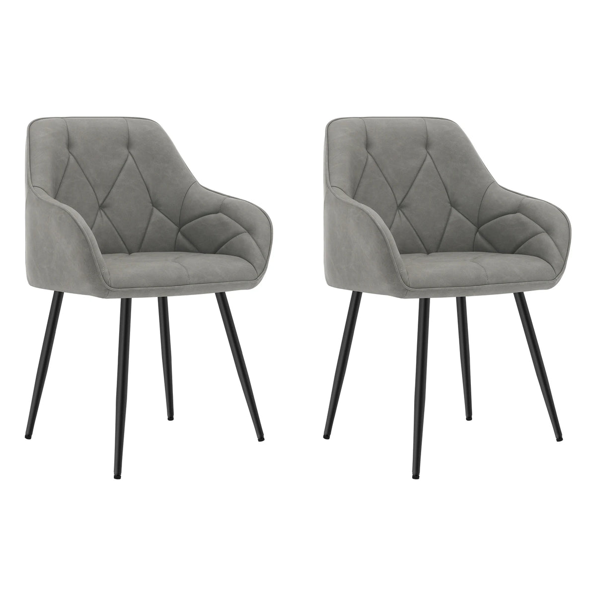 Dining room chairs - Chair - Dining room chairs set of 2 - Kitchen chairs - Make up chair - Modern design - Living room - Leather dark gray