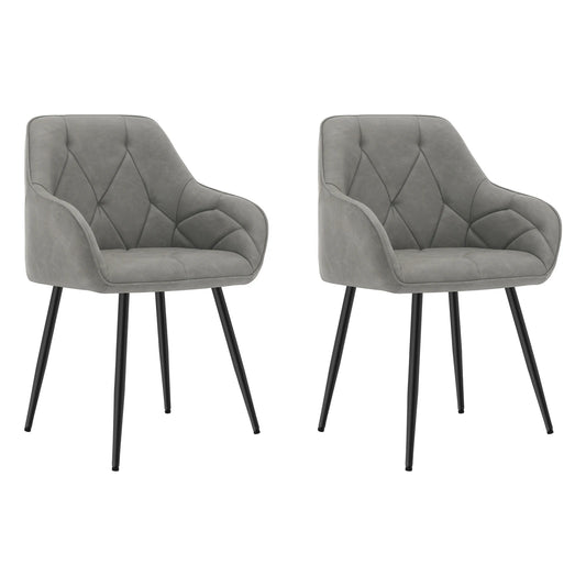 Dining room chairs - Chair - Dining room chairs set of 2 - Kitchen chairs - Make up chair - Modern design - Living room - Leather dark gray