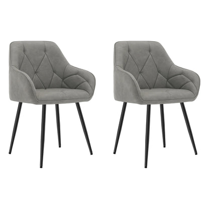 Eetkamerstoelen – Design Stoelen – Kunstleer Stoelen – Comfortabele Stoelen – Metalen Poten Stoelen – Set Van 2 – Donkergrijs Kunstleer – Draagvermogen 120 Kg