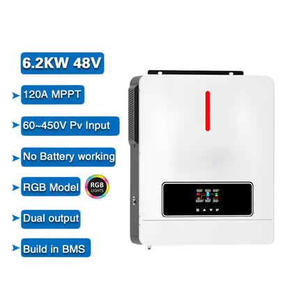 Hybride Zonne-energie Omvormer – Solar Inverter – Zonnepaneel Omvormer – MPPT Omvormer – Pure Sinus Omvormer – 6,2 kW 48V Variant – WiFi Connectiviteit – 100A MPPT Laadregelaar
