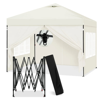 Paviljoen - Tuinpaviljoen - Partytent - Tuintent - Pop-up Kliksysteem - Stabiel - Vouwtent - Opvouwbaar - Waterdicht - Winterbestendig - 50+UV-Bescherming - voor Tuin - Buiten - Achtertuin - 210D Oxford - 3 x 3 m - Beige