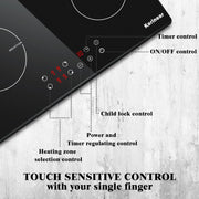 Inductie kookplaat - Induction Hob - Induction Cook Top - Inductie Fornuis - Elektrische Brander - 4 branders - met stekker - Touch Control - Timer Safety Lock - 3500W - Zwart