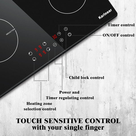 Inductie kookplaat - Induction Hob - Induction Cook Top - Inductie Fornuis - Elektrische Brander - 4 branders - met stekker - Touch Control - Timer Safety Lock - 3500W - Zwart