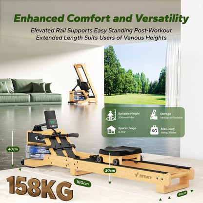 Waterroeimachine – Roeitrainer – Fitnessapparaat – Indoor Rower – Home Gym – Massief Hout – Realistisch Waterweerstandsystem