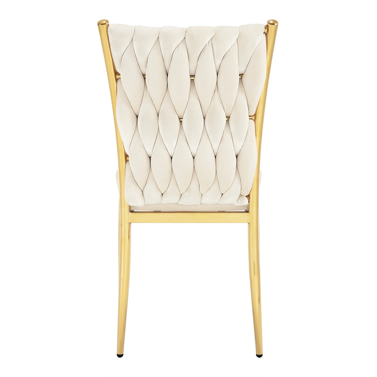 Eetkamerstoelen – Fluwelen Stoelen – Bureaustoelen – Comfortabele Stoelen – Set van 2 - Metalen Poten – Hoge Rugleuning - 59.5 x 47 x 94.5 cm - Crème