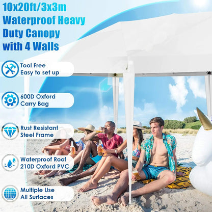 Partytent – Tent – Overkapping – Buitenluifel – 3x6 Meter – Waterdicht Oxford Doek – Verstelbaar Stalen Frame - Wit - QUORE