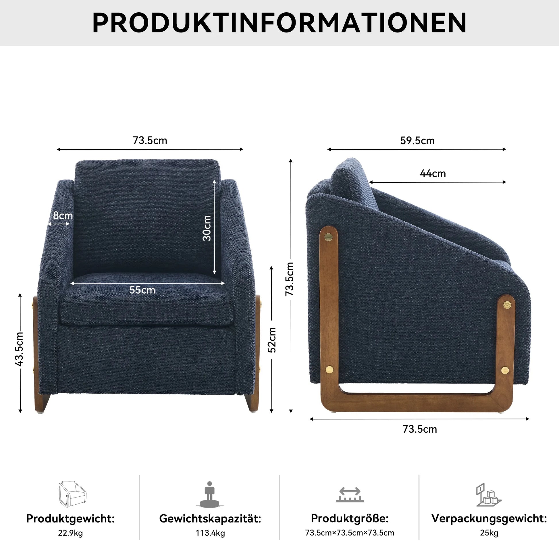 Fauteuil – Loungefauteuil – Relaxstoel – Zetel – Teddystof – Ergonomisch Comfort – Opbergruimte - 201 x 85 x 90 cm - Diepblauw - QUORE