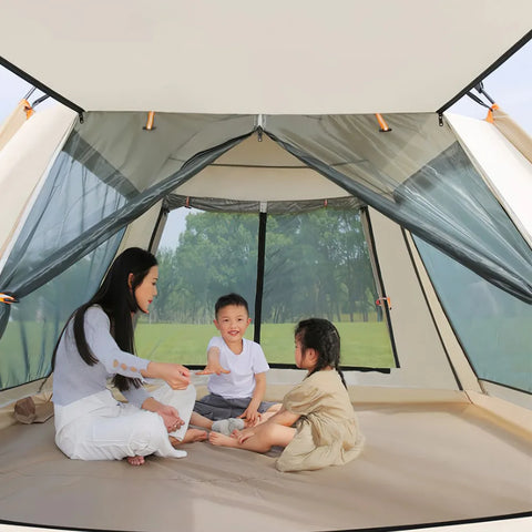 Kampeertent - Tent - Camping - Pop up Tent - 3-4 Persoon - Waterdichte Campingtent - One-touch Tent Grote Zaal - Tweedeurs Tent met Twee Ramen
