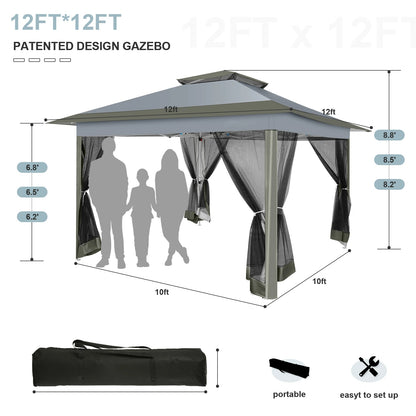 Paviljoen – Tuinpaviljoen – Partytent – Overkapping – Schaduwdoek – Waterafstotend – UV-Bescherming - 3 x3 Meter - Donkergrijs - QUORE