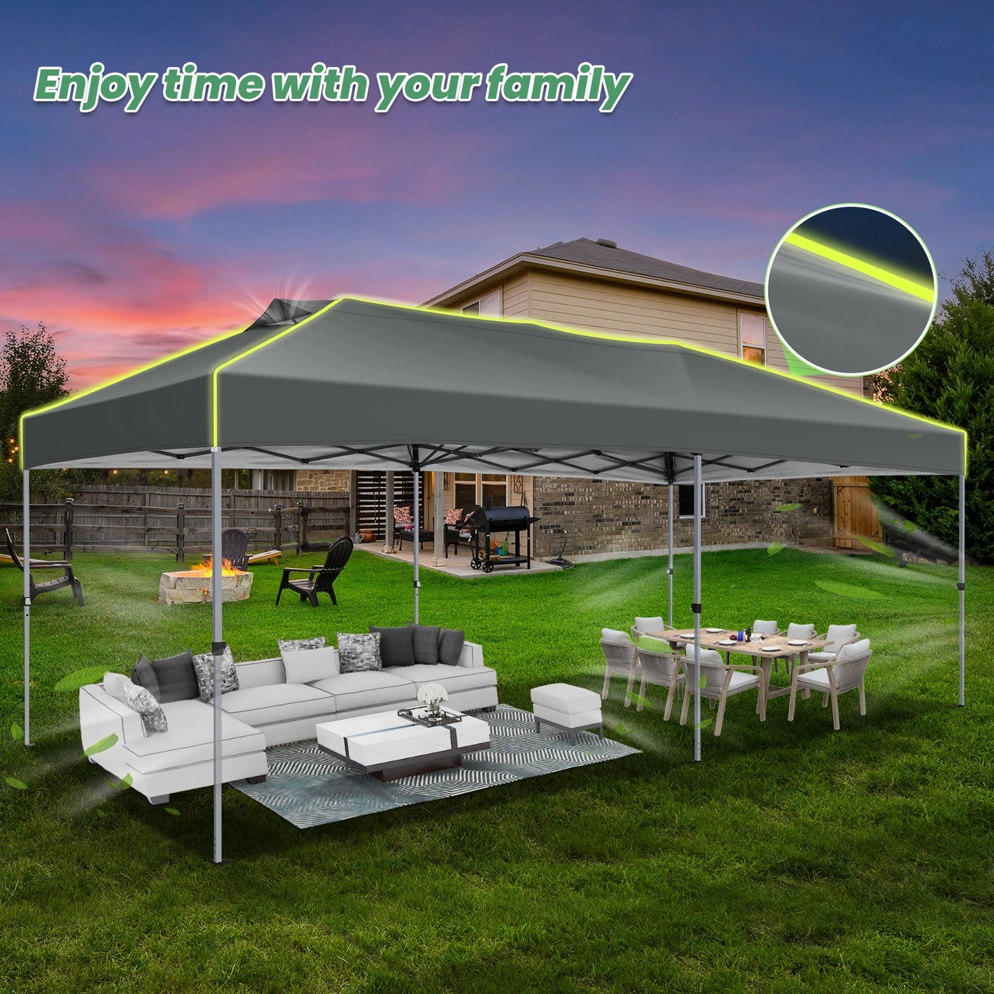 Tuinpaviljoen – Partytent – Prijstent – Inklapbare Feesttent – Tuinkamer – Overkapping – Waterdicht 210D Oxford Materiaal – UPF 50+ UV Bescherming - 3x6m - Grijs - QUORE