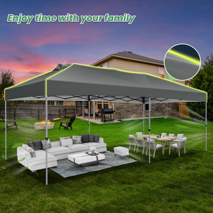 Tuinpaviljoen – Partytent – Prijstent – Inklapbare Feesttent – Tuinkamer – Overkapping – Waterdicht 210D Oxford Materiaal – UPF 50+ UV Bescherming - 3x6m - Grijs - QUORE