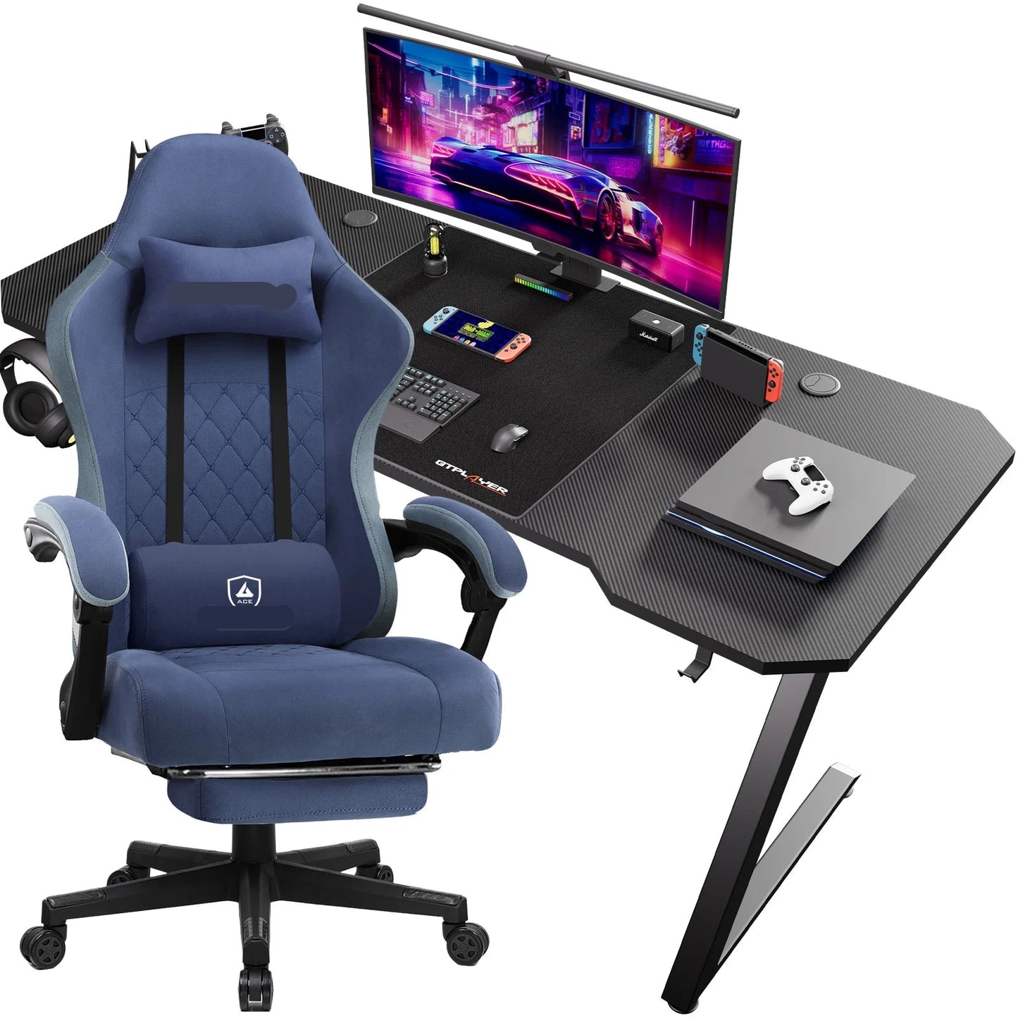Gaming Bureau – Game Bureau – Gaming Desk – Computer Tafel – Hoekbureau – Ergonomisch Ontwerp – Verstelbare Gaming Stoel