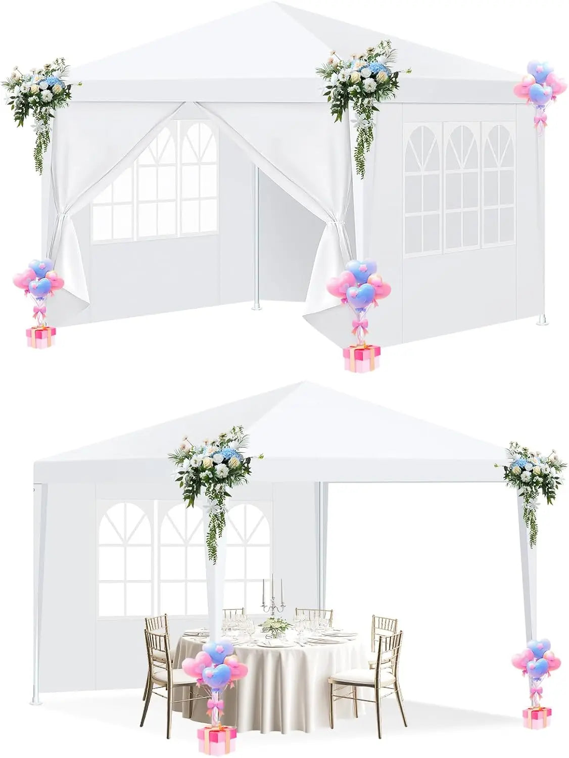 Paviljoen - Tuinpaviljoen - Partytent - Tuintent - Pop-up Kliksysteem - Stabiel - Opvouwbaar - Waterdicht - Winterbestendig - 50+UV-Bescherming - voor Tuin - Buiten - Achtertuin - 3 x 3 m - Wit