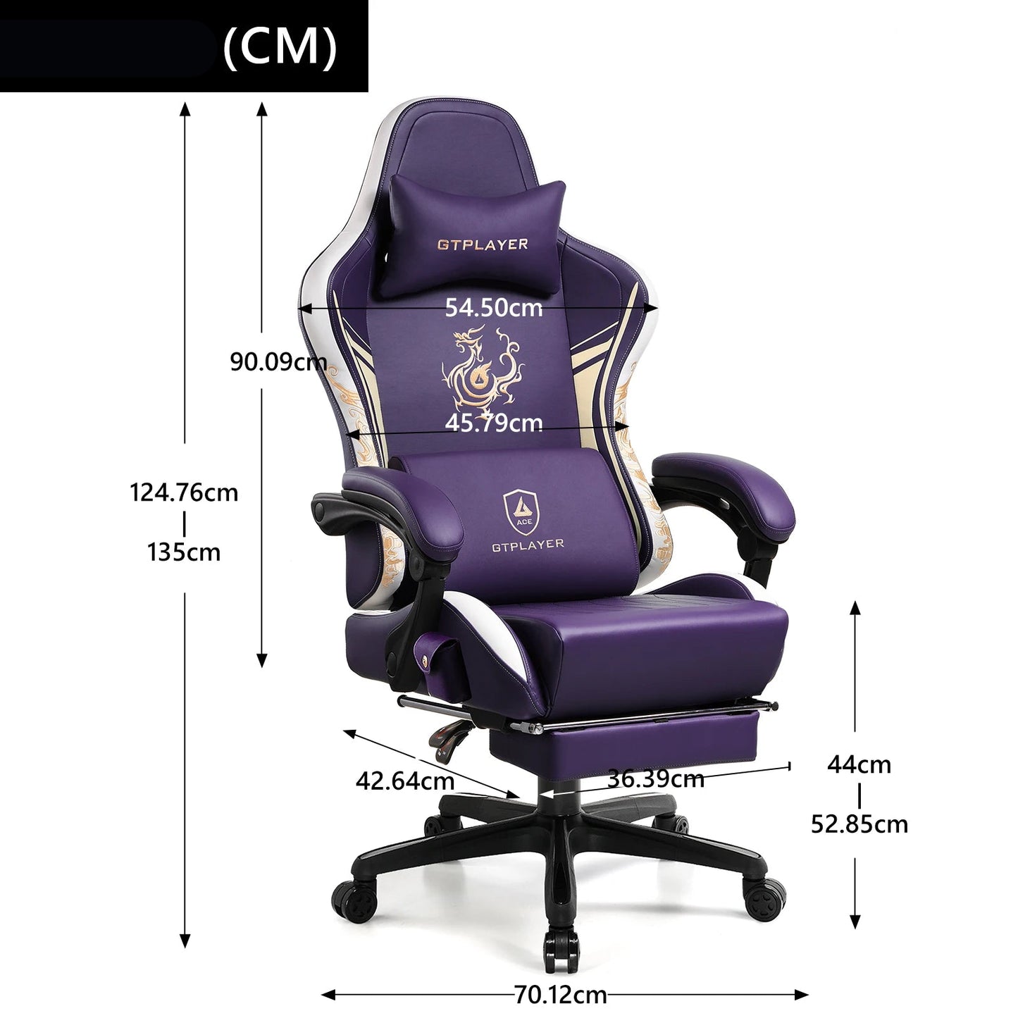 Gamingstoel – Gamerstoel – Bureaustoel – Office Chair – Computertoel – Bluetooth 5.1 Speakers – Verstelbare Rugleuning 150° – Paars – PU Leer