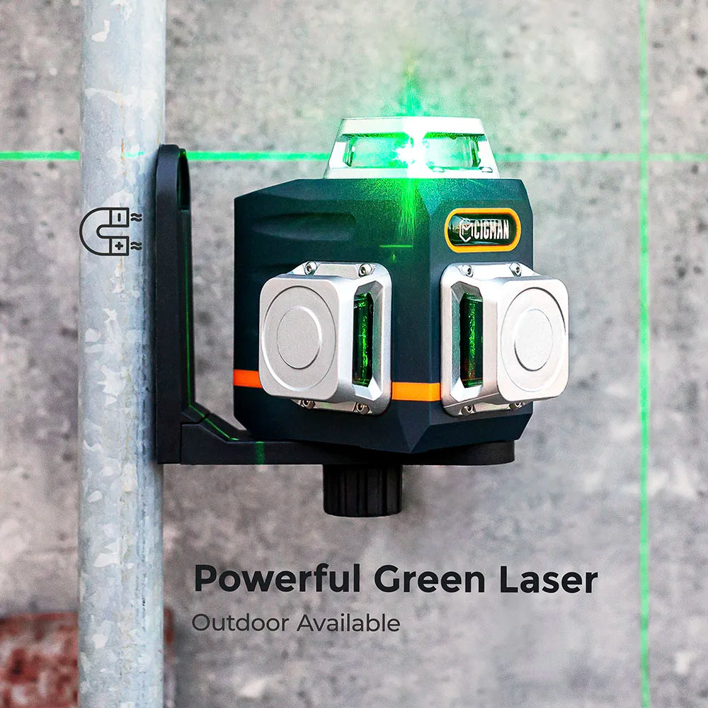 Laserwaterpas – 3D Laserwaterpas – Zelfnivellerende Laser – Groene Laserwaterpas – Kruislijnlaser – 360° Bereik – Oplaadbare Batterij – Afstandsbediening - QUORE