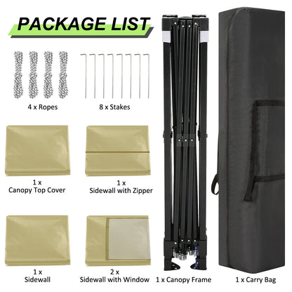 Opvouwbare Luifeltent – Tuin Tent – Partytent – Schaduwdoek – 3x3 Meter – Waterdicht Oxford Doek – Verstelbare Zijwanden - Khaki