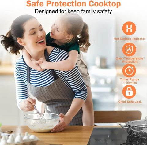 Inductie kookplaat - Induction Hob - Induction Cook Top - Inductie Fornuis - Elektrische Brander - 3-pits - 60 cm - Inbouw inductiekookplaat - Touch Control - Timer - Veiligheidsslot - 5200W - Zwart