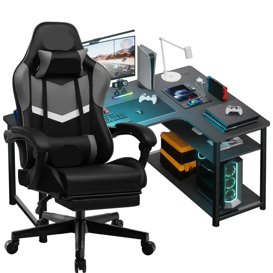 Gaming Bureau- en Stoelset – Gamingbureau – Bureaustoel – Werkplek Meubel – Gaming Meubel – Ergonomisch Ontwerp – Verstelbare Zithoogte
