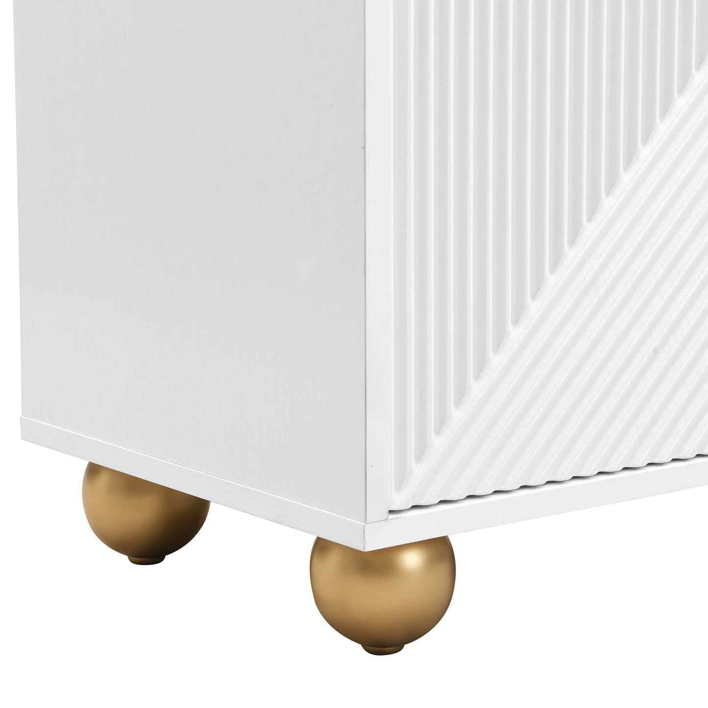 Opbergkastje – Opbergmeubel – Dressoir – Woonkamerkast – Halmeubel – Wit Met Gouden Handgrepen – 120x35x71,5 cm – Verstelbare Planken