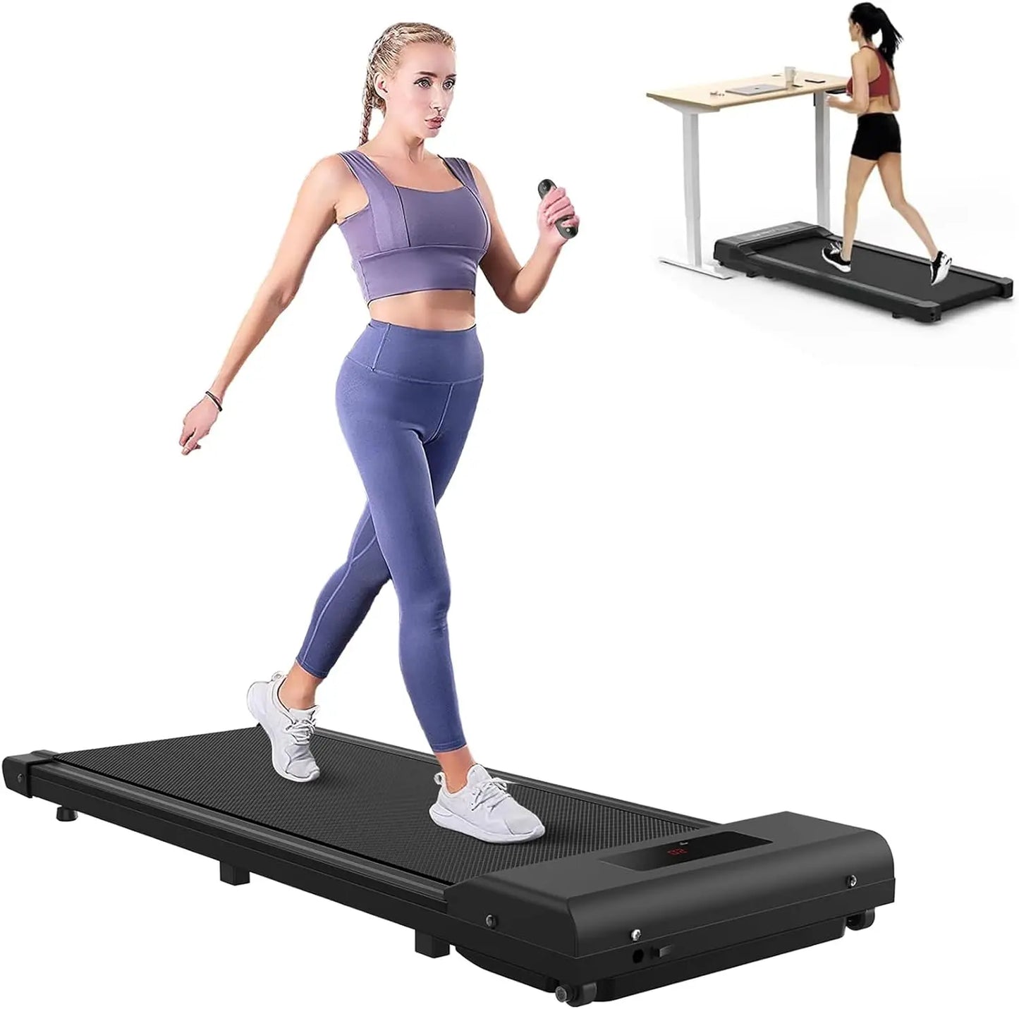 Loopband – Walking Pad – Loopmachine – Hometrainer – Fitnessapparaat – Compact Design 13 cm Hoogte – 10 km/u Snelheid met Afstandsbediening – Zwart