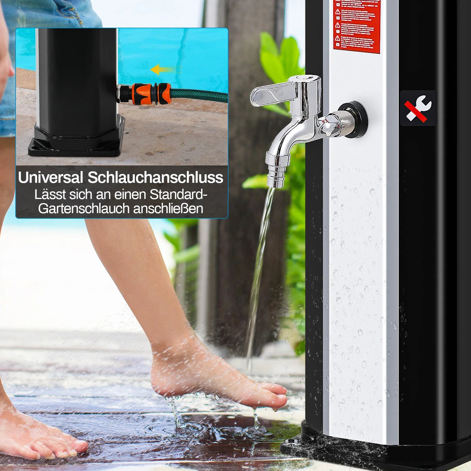 Solar Douche - Douchekraan - Douchepaneel - Camping Douche - Zonnedouche -  35L Solar Shower Kolom – Tuin en Strand Buiten Douche, Koud & Warm Water, Waterproof, Voor Zwembad en Tuin – Zwart - QUORE