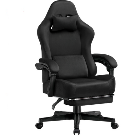 Gamingstoel – Bureaustoel – Werkstoel – Stud Stoel – 160° Verstelbare Rugleuning – Uittrekbare Voetsteun - 131x 53 x 49 cm -  Zwart