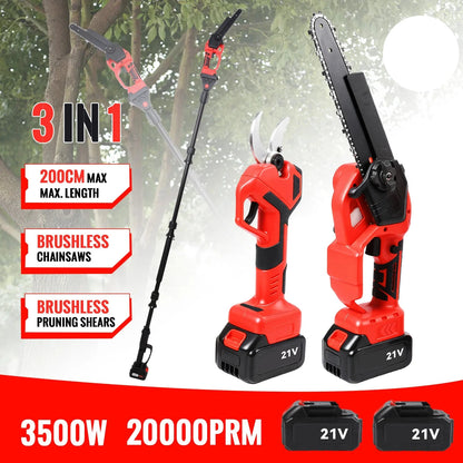 Elektrische Kettingzaag – Snoeischaar – Tuingereedschap – Snoeiset – 3500W Vermogen – 8 Inch Zaagblad – Digitale Display