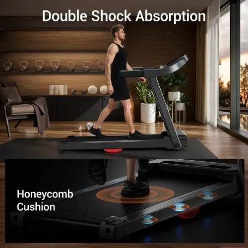 ROBORE P9 Folding Treadmill for Home 14KM/H with Heart Rate Sensor, Muti-Function, 3.0HP Brushless Motor, 136kg Weight Capacity