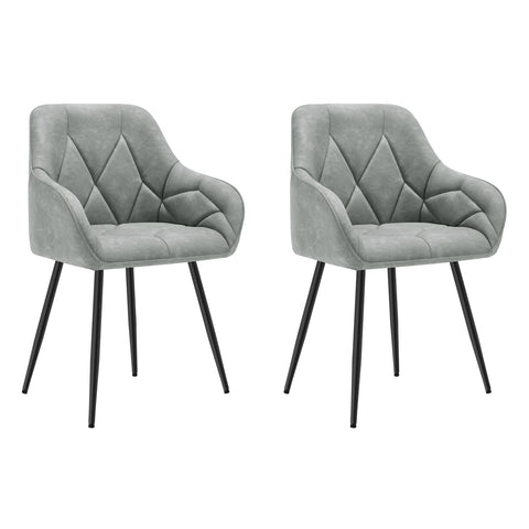 Dining room chairs - Chair - Dining room chairs set of 2 - Kitchen chairs - Make up chair - Modern design - Living room - Leather grey