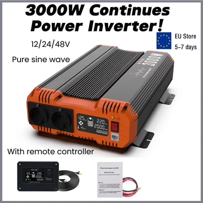 Omvormer – Inverter – DC Naar AC Omvormer – Stroomomzetter – Zonne-energie Omvormer – 3000W Continu Vermogen – Zuivere Sinusgolf