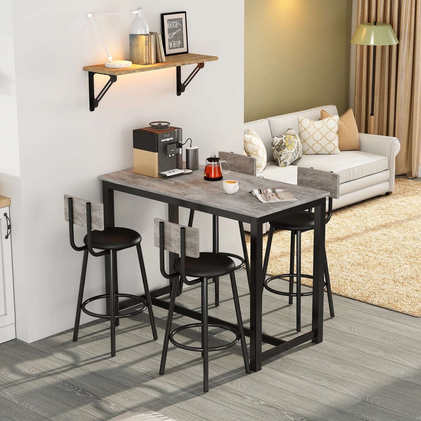 Eettafelset – Eethoek – Stoelen Met Tafel – Compacte Eetkamer – Velvet Bekleding – Metalen Pooten – 120x60 cm
