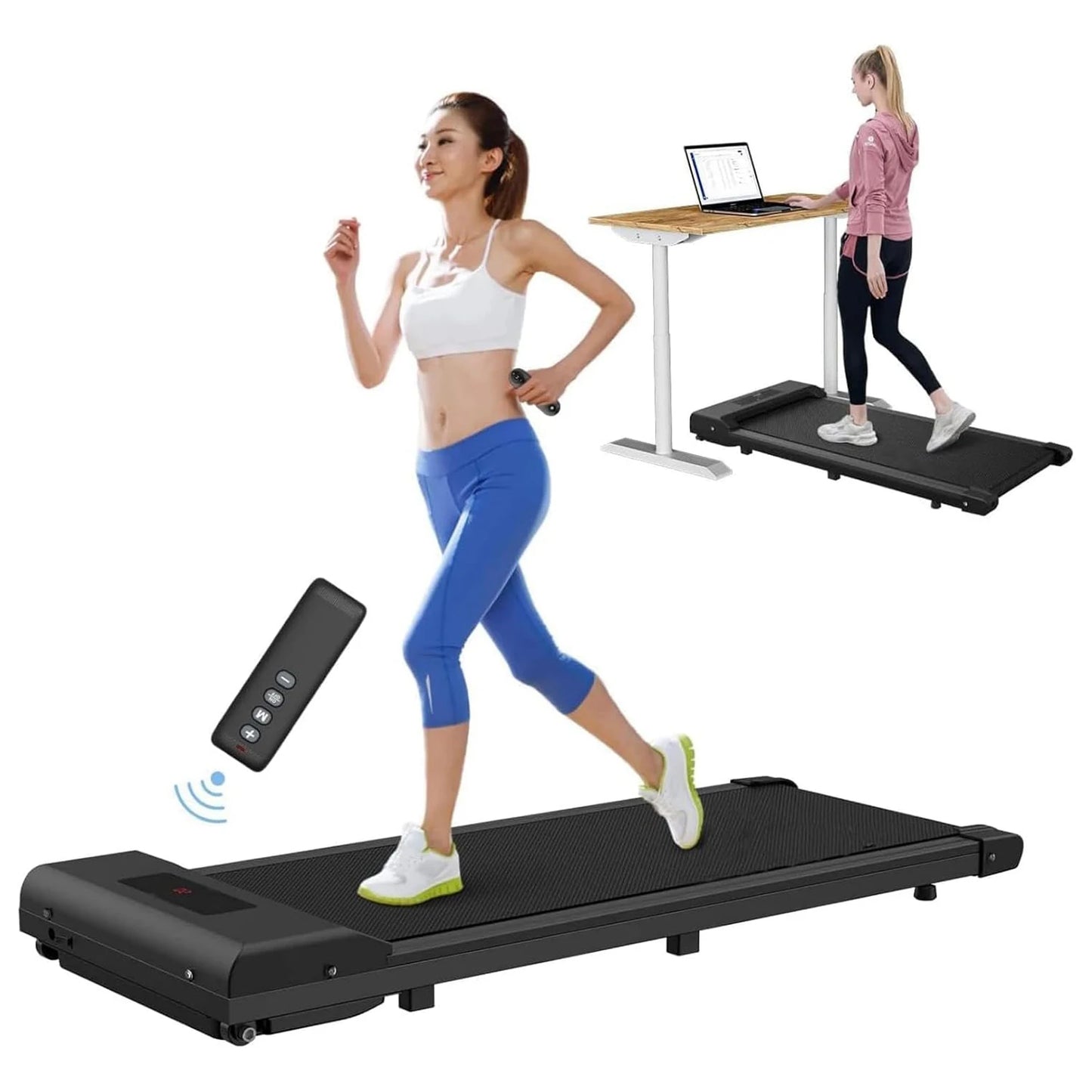 Loopband – Walking Pad – Loopmachine – Hometrainer – Fitnessapparaat – Compact Design 13 cm Hoogte – 10 km/u Snelheid met Afstandsbediening – Zwart
