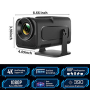 One Zisa - HY300 Mini - Beamer - Projector Beamer - Mini Meamer - 1920x1080dpi - Automatische focus - met WiFi - Android 11 - Zwart