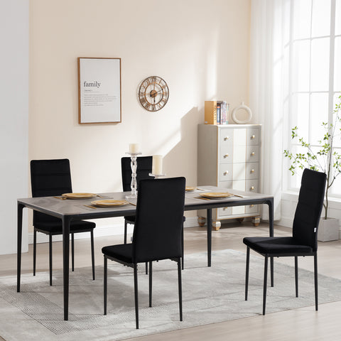 Chair - Dining room chairs - Dining room chairs set of 4 - Modern dining room chair with high backrest - Velvet chair - 150kg - Black leather