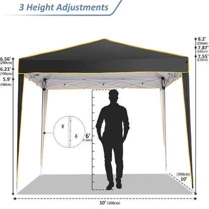 Partytent – Vouwtent – Tent – Schaduwdoek – Waterdicht – UV-Bescherming 50+ - Metalen Frame –  3 x 3 Meter - Zwart