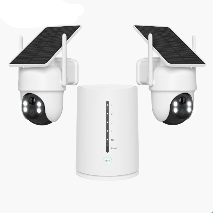 Beveiligingscamera - Camerabewaking - Draadloos - voor Buiten - 2 Stuks - 2K Ultra HD - met Zonnepaneel - Sirene-alarm - Humanoïde detectie - Tweerichtingsaudio - 4CH - NVR Recorder - Wit