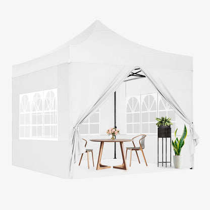 Tuinentent – Partytent – Pop-Up Luifeltent – Overkapping – Tent – Waterdicht Oxford Stof – Roestvrij Stalen Frame - 3x3m - Wit - QUORE