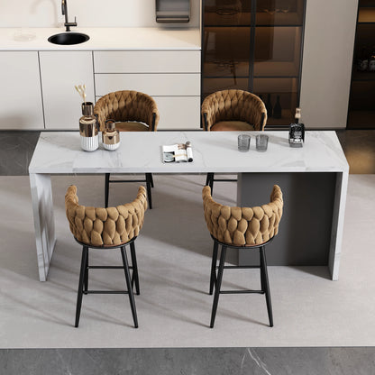 Eetkamerstoelen – Set van 4 - Velours Stoelen – Woonkamerstoelen – Velours Stoel – Metalen Poot – Draagvermogen 150 Kg – Warme Bruintint