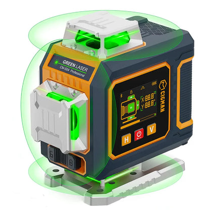 16-lijnen lasernivelleerder – laser waterpas – bouwlaser – nivelleermachine – kruislaser – 4×360° groene lasers – automatische nivellering met app bediening - QUORE
