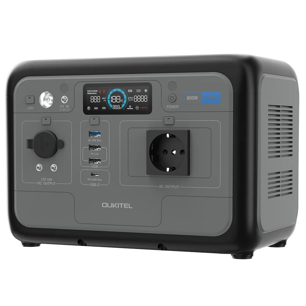 OUKITEL P800 Portable Power Station, 512Wh 800W Backup Battery,AC+DC Fast Charging,Solar Generator for Outdoor Camping Emergency