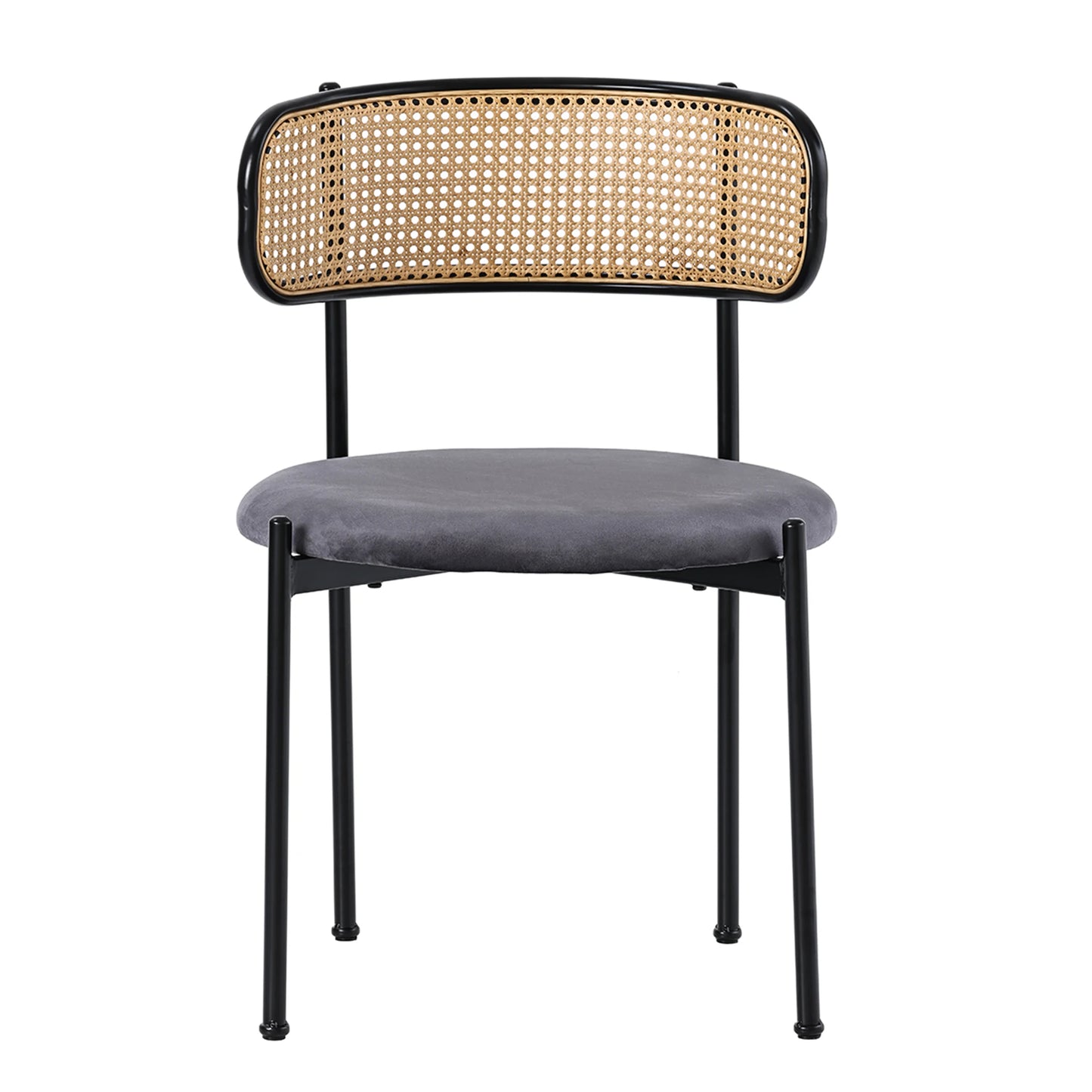 Eetkamerstoelen – Stoelen – Kuipstoelen – Dining Stoelen – Set van 4 - Velours Bekleding – Ergonomische Rugleuning - Grijs - QUORE