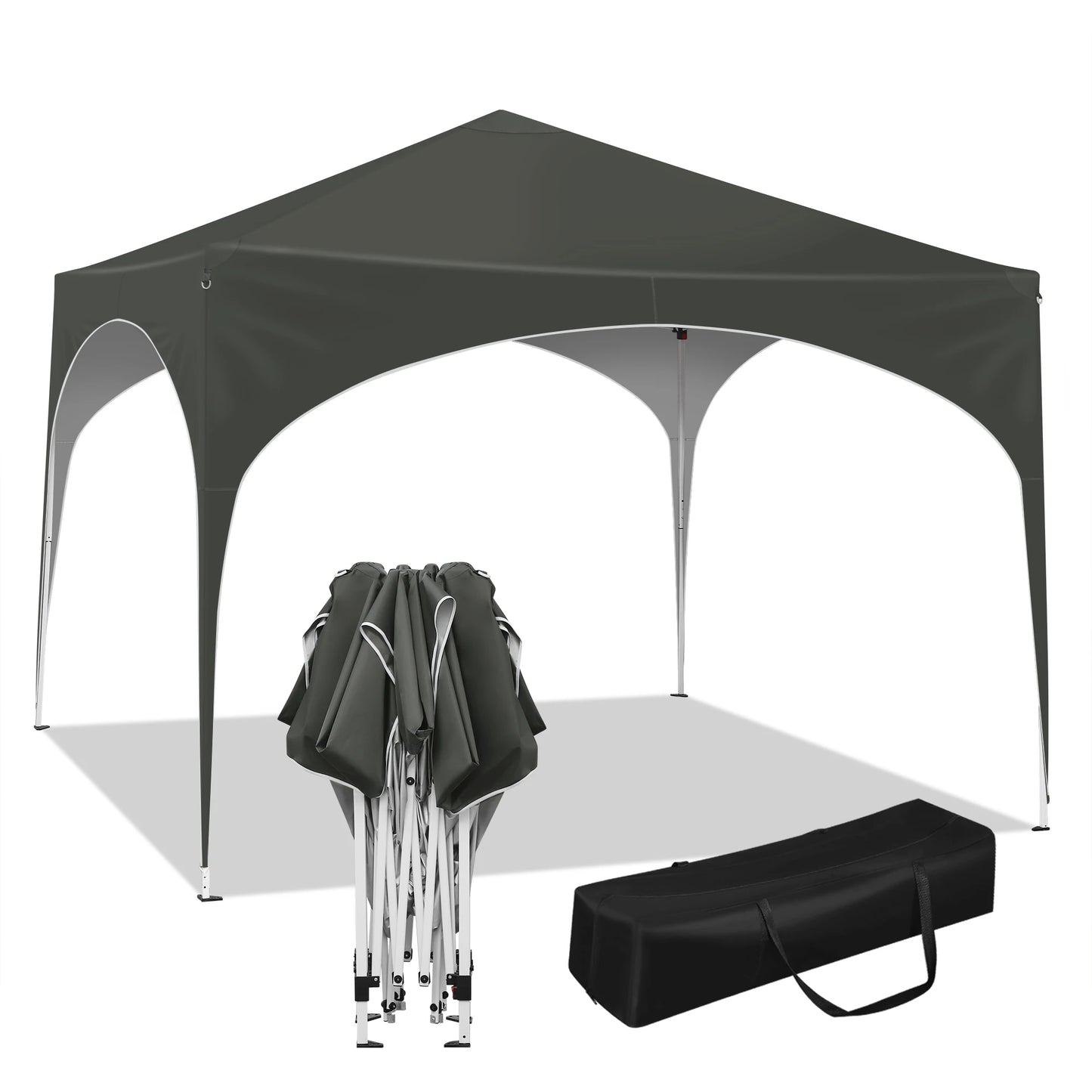 Party Tent - Opvouwbare - Tuinpaviljoen - Waterproof - Kap 3x3m - Pop-Up - met Halfronde Dak - voor Buitenmarkt - Grijs