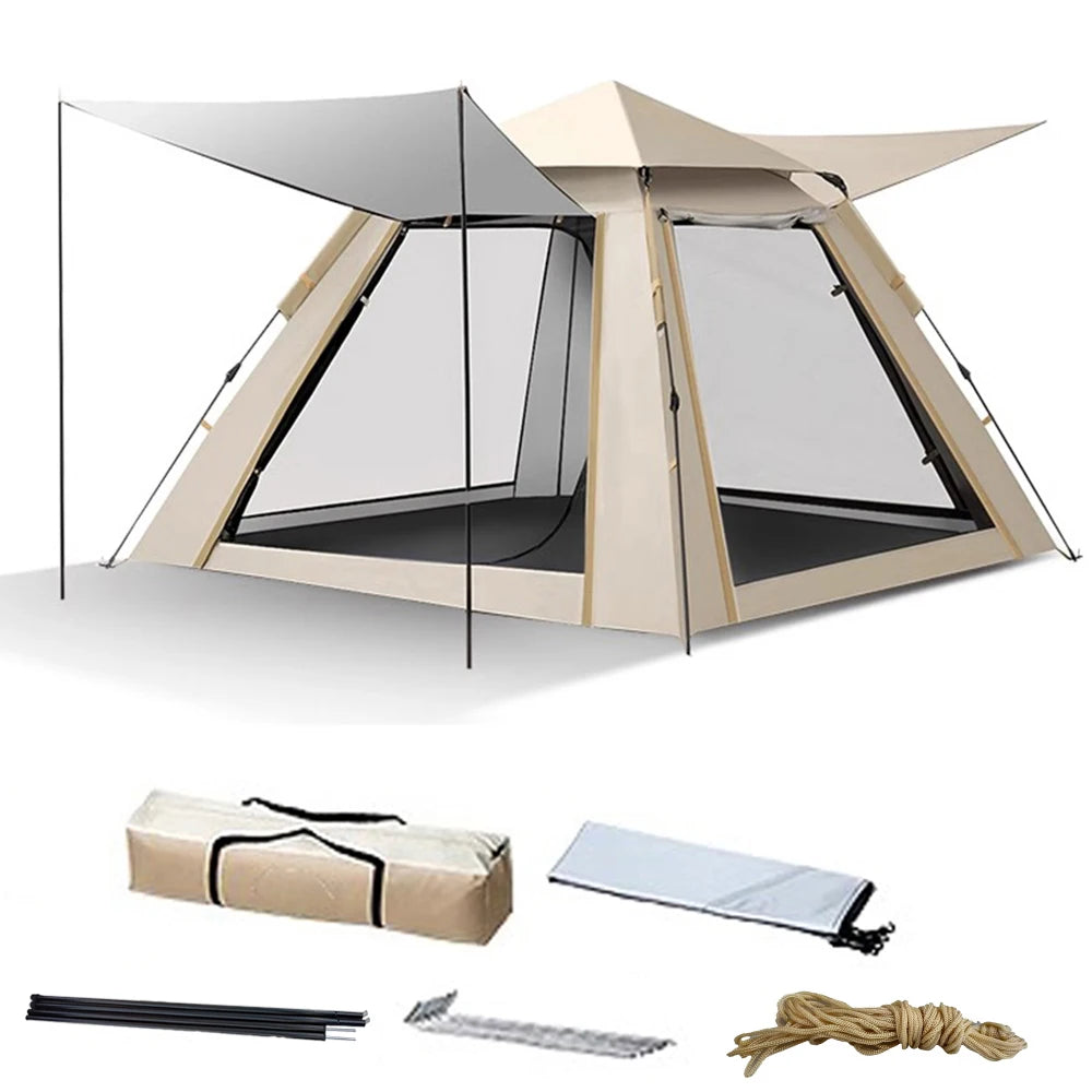 Automatische Pop-up Tent voor 3-4 Personen - Waterdicht - Met Luifel - Ideaal voor Kamperen & Picknick