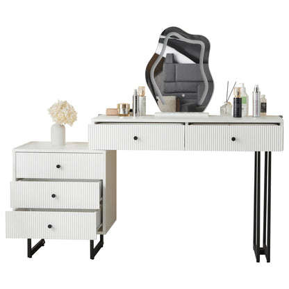 Kaptafel – Make-Up Tafel – Make-Upkast – Schoonheidstafel – Meubel – 3-Kleuren LED-Verlichting – Vijf Lades