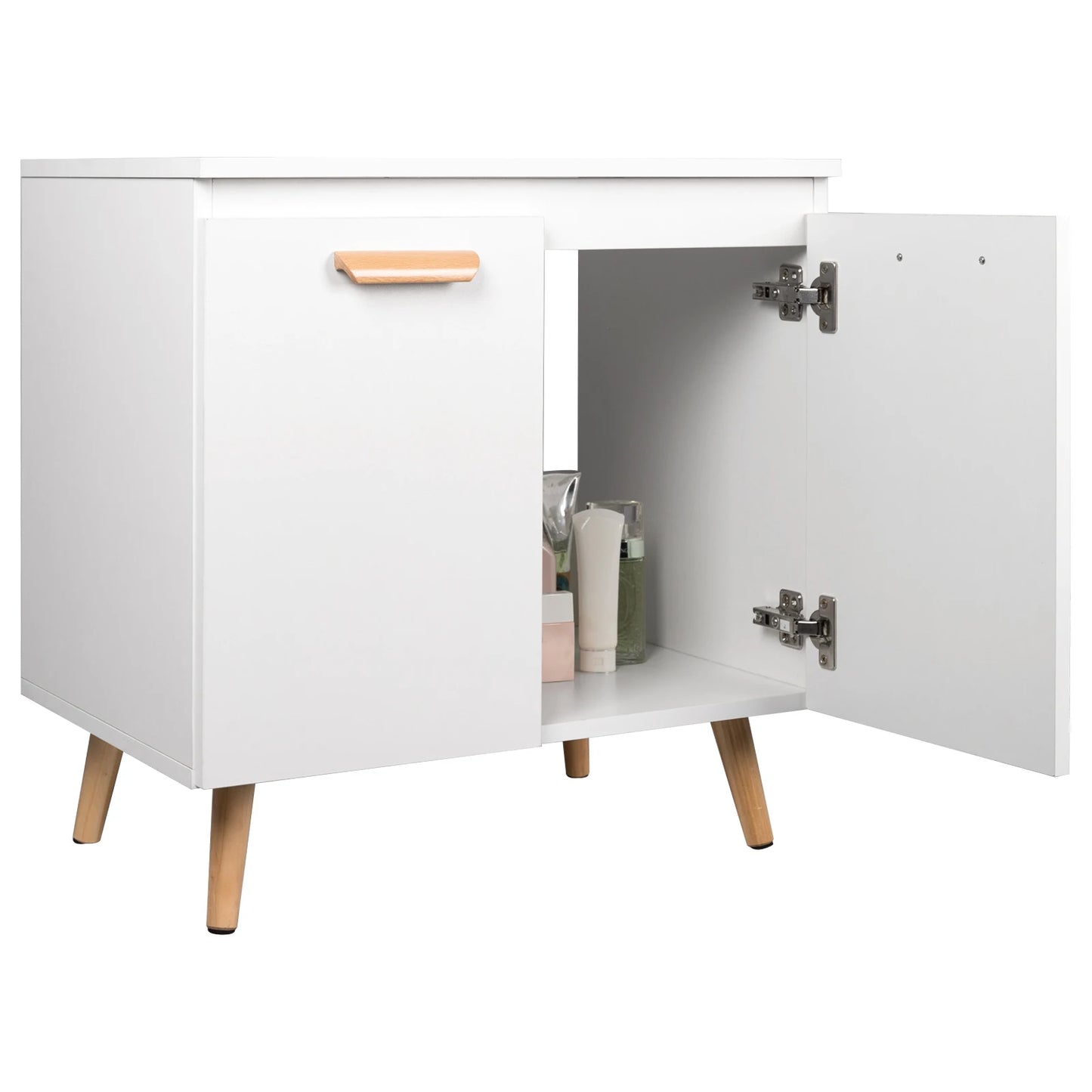 Wastafelmeubel 60x40x60,5 cm – Badkamerkast Onder Wastafel met Uitsparing – Wastafel Onderkast – Compact & Modern Design – Opbergruimte voor Badkamer - Witte