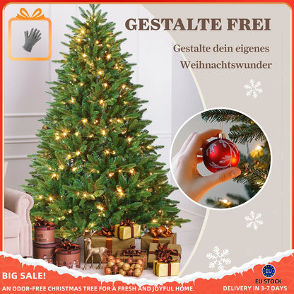 Witte Kunstkerstboom – Kunstkerstboom – Nepkerstboom – Kerstboom LED – Sneeuweffect Boom – 210 cm Hoogte – 350 Warm Witte LED’s – 1348 Takken – Duurzame PE+PVC Naalden – Inklapbaar Metalen Standaard