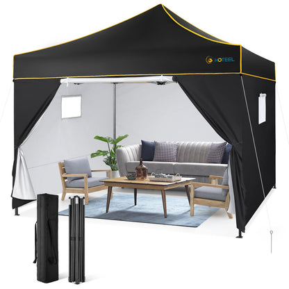 Partytent – Tuin Tent – Marktkraam Overkapping – Camping Schaduw – Waterafstotend – UV-Bestendig – Stevig Stalen Frame - 3x3m - Zwart